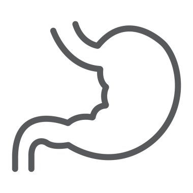 Mide satırı simgesi, anatomi ve biyoloji, insan organ işareti, vektör grafik, bir doğrusal model beyaz bir arka planda eps 10.