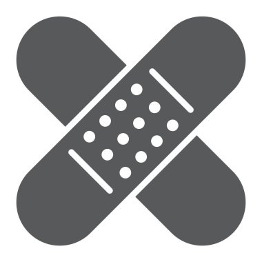 Yapıştırıcı sıva glif simgesi, acil durum ve tıp, yama işareti, vektör grafikleri, beyaz bir arka planda eps 10 katı bir desen.