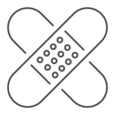 Yapıştırıcı sıva ince çizgi simgesi, acil durum ve tıp, yama işareti, vektör grafikleri, Doğrusal model beyaz bir arka planda eps 10.