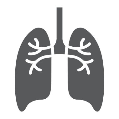 Akciğerler glif simgesi, anatomi ve biyoloji, göğüs hastalıkları işaret, vektör grafikleri, beyaz bir arka planda eps 10 katı bir desen.