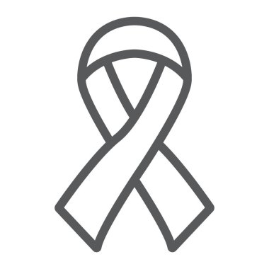 HIV şerit satırı simgesi, sağlık ve yardım, farkındalık şerit işareti, vektör grafikleri, Doğrusal model beyaz bir arka planda eps 10.