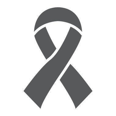 HIV şerit glif simgesi, sağlık ve yardım, farkındalık şerit işareti, vektör grafikleri, beyaz bir arka planda eps 10 katı bir desen.