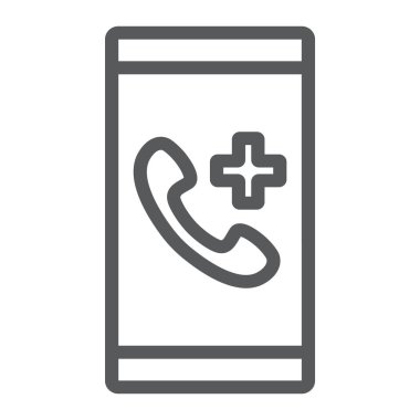 Acil arama satırı simgesi, tıbbi ve hizmet, tıbbi destek işareti, vektör grafik, bir doğrusal model beyaz bir arka planda eps 10.