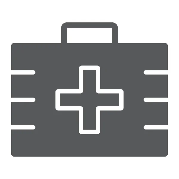 Första hjälpen kit glyph ikon, hälsa och klinisk, medicinsk väska logga, vektorgrafik, ett fast mönster på en vit bakgrund, eps 10. — Stock vektor