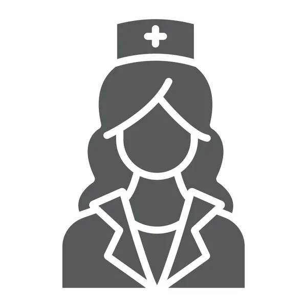 Icône de glyphe infirmière, médecine et clinique, signe de femme, graphiques vectoriels, un motif solide sur un fond blanc, eps 10 . — Image vectorielle