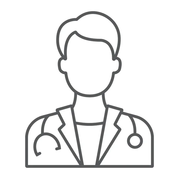 Doctor dunne lijn pictogram, geneeskunde en ziekenhuis, arts teken, vector graphics, een lineair patroon op een witte achtergrond, eps 10. — Stockvector