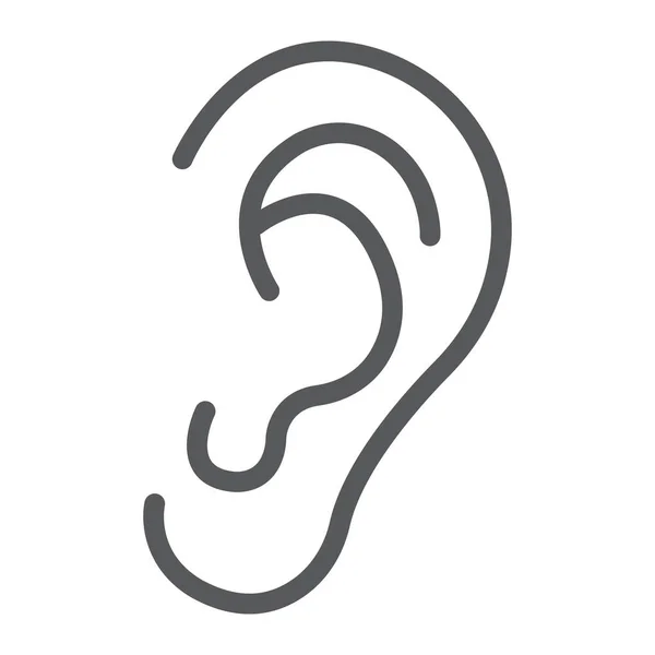 Icône de ligne d'oreille humaine, anatomie et biologie, signe d'otologie, graphiques vectoriels, un motif linéaire sur un fond blanc, eps 10 . — Image vectorielle