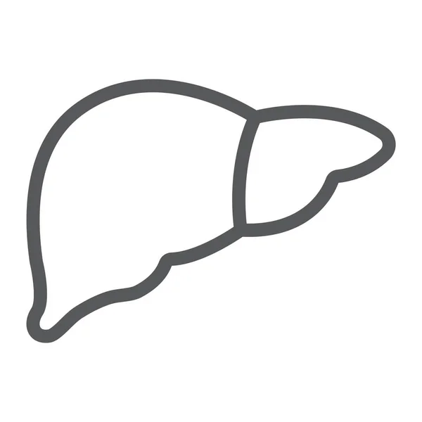 Icono de línea hepática, anatomía y biología, signo hepatológico, gráficos vectoriales, un patrón lineal sobre un fondo blanco, eps 10 . — Vector de stock