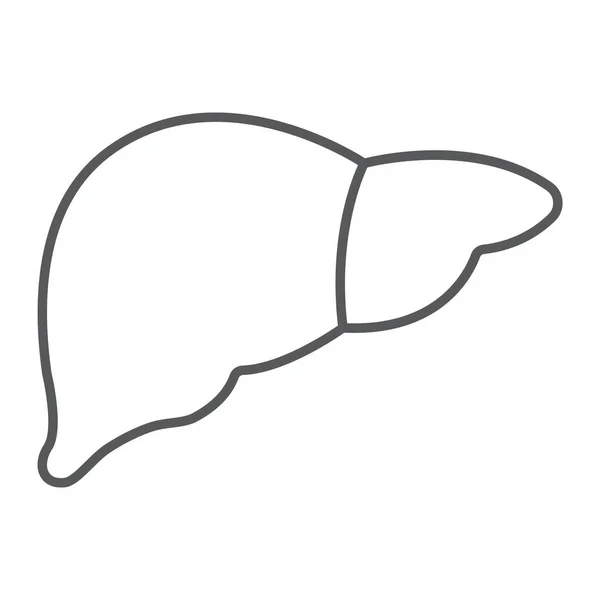 Hígado icono de línea delgada, anatomía y biología, signo de hepatología, gráficos vectoriales, un patrón lineal sobre un fondo blanco, eps 10 . — Vector de stock