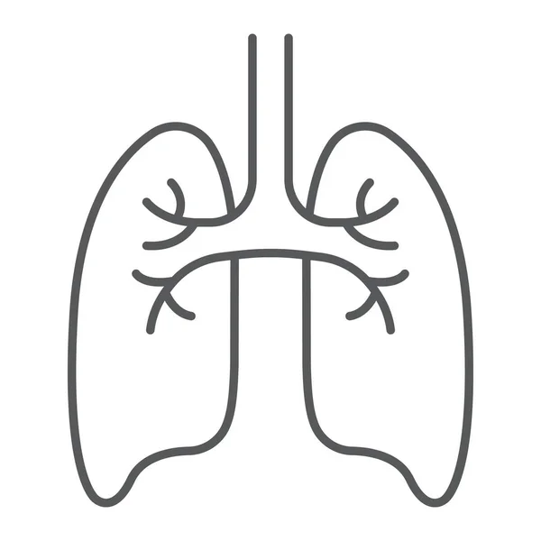 Lungorna tunn linje-ikonen, anatomi och biologi, Lungmedicin tecken, vektorgrafik, en linjär mönster på en vit bakgrund, eps 10. — Stock vektor