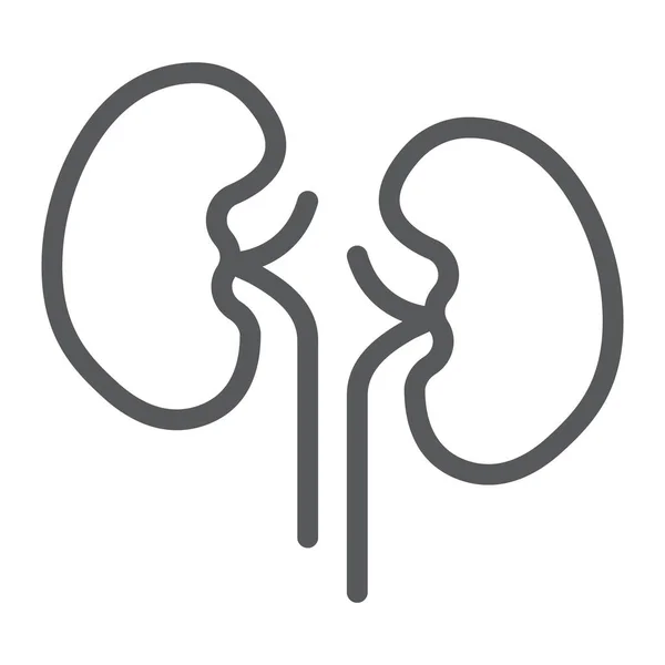 Icono de línea renal, anatomía y biología, signo urológico, gráficos vectoriales, un patrón lineal sobre un fondo blanco, eps 10 . — Vector de stock