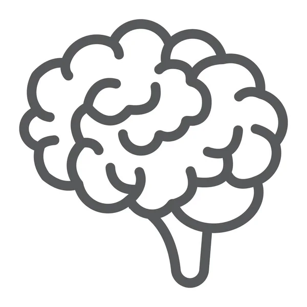 Ikona čáry mozku, anatomii a neurologie, znamení lidského orgánu, vektory, lineární vzor na bílém podkladu, eps 10. — Stockový vektor