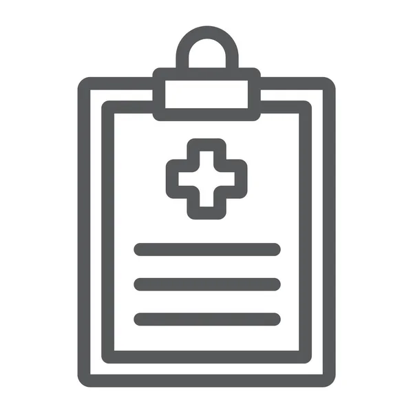 Icono de la línea de registro médico, hospital y medicina, signo de informe médico, gráficos vectoriales, un patrón lineal sobre un fondo blanco, eps 10 . — Vector de stock
