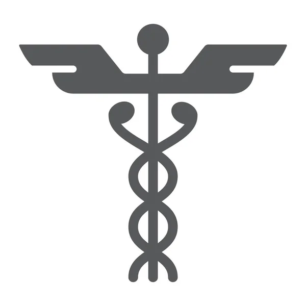 Icono del glifo del caduceo, médico y hospitalario, signo de farmacia, gráficos vectoriales, un patrón sólido sobre un fondo blanco, eps 10 . — Vector de stock