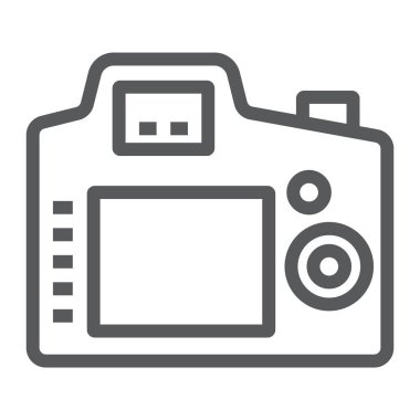 Arka kamera satırı simgesi, elektronik ve vektör grafikleri, Doğrusal model beyaz bir arka planda eps 10 cihaz, dijital fotoğraf kamera işareti,.