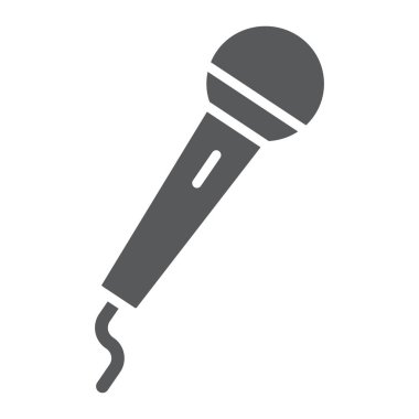 Mikrofon glif simgesi, elektronik ve vektör grafikleri, beyaz bir arka planda eps 10 katı bir desen aygıt, mikrofon işareti,.