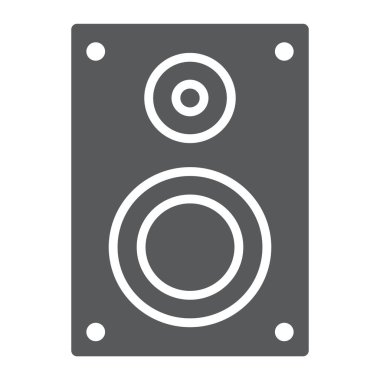 Ses hoparlör glif simgesi, elektronik ve dijital, hoparlör işaret, vektör grafikleri, beyaz bir arka planda eps 10 katı bir desen.
