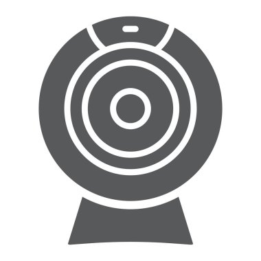 Web Kamera glif simgesi, elektronik ve dijital, video sohbet işareti, vektör grafikleri, beyaz bir arka planda eps 10 katı bir desen.