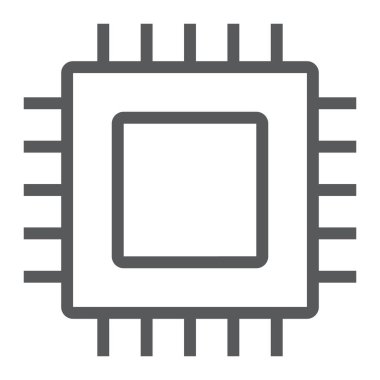 Mikroçip, çekirdek satırı simgesi, elektronik ve dijital, cpu işareti, vektör grafikleri, Doğrusal model beyaz bir arka planda eps 10.