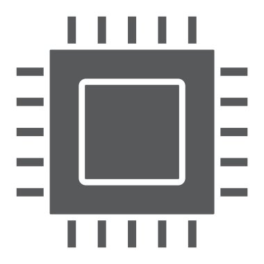Mikroçip, çekirdek glif simgesi, elektronik ve dijital, cpu işareti, vektör grafikleri, beyaz bir arka planda eps 10 katı bir desen.