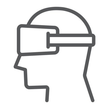 Sanal gerçeklik gözlük satırı simgesi, elektronik ve vektör grafikleri, Doğrusal model beyaz bir arka planda eps 10 aygıt, kulaklık işareti,.