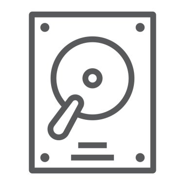 Sabit disk satırı simgesi, elektronik ve vektör grafikleri, Doğrusal model beyaz bir arka planda eps 10 aygıt, hdd işareti,.