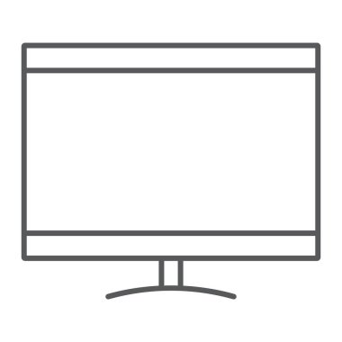 Akıllı tv ince çizgi simgesi, elektronik ve vektör grafikleri, Doğrusal model beyaz bir arka planda eps 10 televizyon, monitör işareti,.