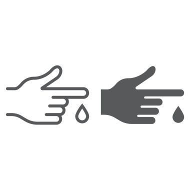 Kan testi satır ve karakter simgesi, tıp ve klinik, diyabet işareti, vektör grafikleri, Doğrusal model beyaz bir arka planda eps 10.