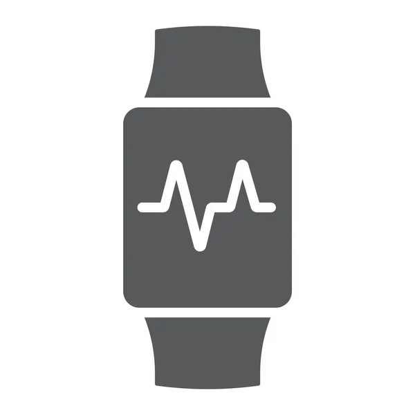 Smart orologio icona glifo, elettronico e digitale, segno orologio da polso, grafica vettoriale, un modello solido su uno sfondo bianco, eps 10 . — Vettoriale Stock
