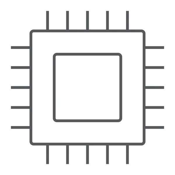 Mikroçip, çekirdek ince çizgi simgesi, elektronik ve dijital, cpu işareti, vektör grafikleri, Doğrusal model beyaz bir arka planda eps 10. — Stok Vektör