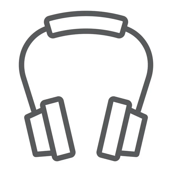 Icono de línea de auriculares, auriculares y música, signo de auriculares, gráficos vectoriales, un patrón lineal sobre un fondo blanco, eps 10 . — Vector de stock