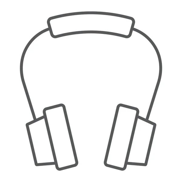 Auriculares icono de línea delgada, auriculares y música, signo de auriculares, gráficos vectoriales, un patrón lineal sobre un fondo blanco, eps 10 . — Vector de stock