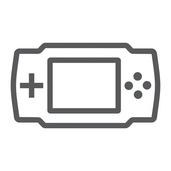 Liniensymbol der Spielkonsole, Elektronik und Gerät, Spielschild, Vektorgrafik, ein lineares Muster auf weißem Hintergrund, Folge 10. — Stockvektor