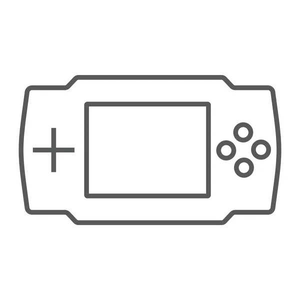 Console de jogos ícone de linha fina, eletrônico e dispositivo, sinal de jogo, gráficos vetoriais, um padrão linear em um fundo branco, eps 10 . — Vetor de Stock