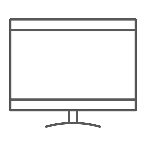 智能电视细线图标, 电子电视, 监视器符号, 矢量图形, 白色背景的线性模式, eps 10. — 图库矢量图片