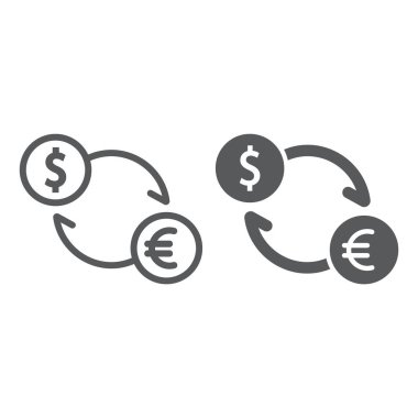Exchange satır ve karakter simgesi, finans ve bankacılık, para birimi işareti, vektör grafikleri, Doğrusal model beyaz bir arka planda eps 10.