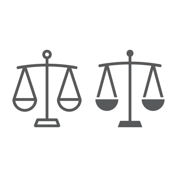 Ligne d'équilibre et icône de glyphe, finance et banque, signe d'échelle, graphiques vectoriels, un motif linéaire sur un fond blanc, eps 10 . — Image vectorielle