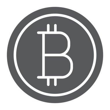 Bitcoin glif simgesi, para ve finans, cryptocurrency işareti, vektör grafikleri, beyaz bir arka planda eps 10 katı bir desen.