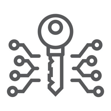 Dijital anahtar satırı simgesi, para ve finans, güvenlik işareti, vektör grafik, bir doğrusal model beyaz bir arka planda eps 10.