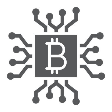 CPU incelemesi glif simgesi, para ve finans, işlemci işareti, vektör grafikleri, beyaz bir arka planda eps 10 katı bir desen.