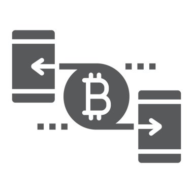 Glif simgesi, para ve finans, bitcoin işareti, vektör grafik, bir katı model beyaz bir arka planda eps 10 noktadan noktaya.