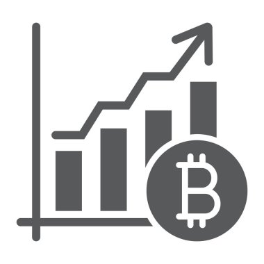 Bitcoin grafik glif simgesini, finans ve ekonomi, grafik işareti, vektör grafikleri, beyaz bir arka planda eps 10 katı bir desen.