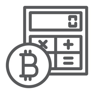 Bitcoin hesaplama satırı simgesi, finans ve para, hesaplamak işareti, vektör grafikleri, Doğrusal model beyaz bir arka planda eps 10.