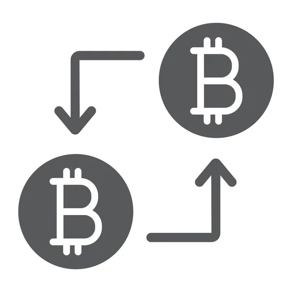 Bitcoin icono de glifo transacción, dinero y finanzas, signo criptomoneda, gráficos vectoriales, un patrón sólido sobre un fondo blanco, eps 10 . — Archivo Imágenes Vectoriales