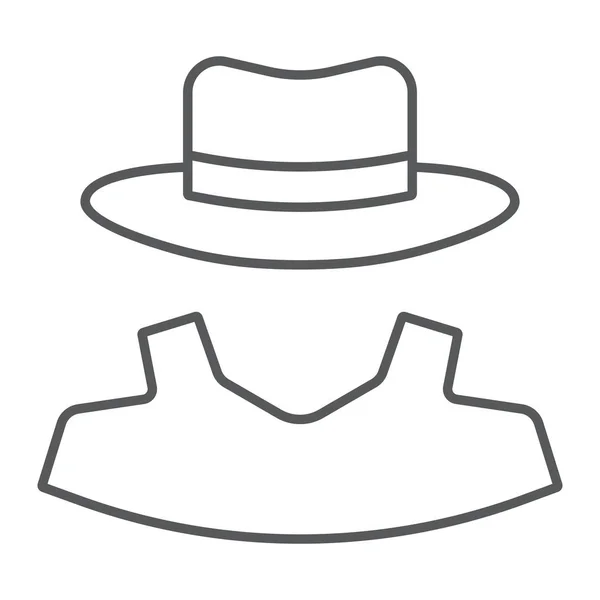Anonimato icono de línea delgada, detective y privado, signo de agente, gráficos vectoriales, un patrón lineal sobre un fondo blanco, eps 10 . — Vector de stock