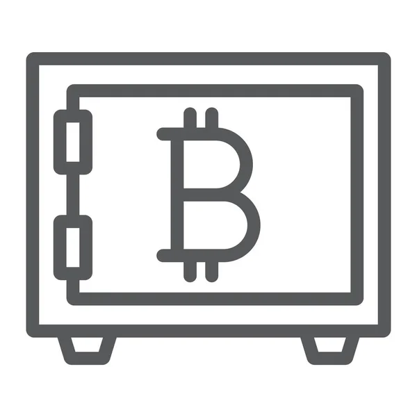 Bitcoin icono de la línea de almacenamiento, la seguridad y el dinero, signo seguro, gráficos vectoriales, un patrón lineal sobre un fondo blanco, eps 10 . — Vector de stock