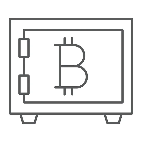 Bitcoin storage thin line icon, security and money, safe sign, vector graphics, a linear pattern on a white background, eps 10. — Stock Vector