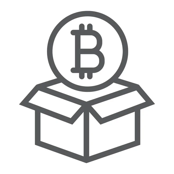 Icono de línea de recompensa de bloque, bitcoin y dinero, signo de caja y moneda, gráficos vectoriales, un patrón lineal sobre un fondo blanco, eps 10 . — Vector de stock