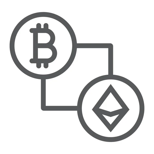 Bitcoin vs ethereum line icon, finance and money, currency sign, vector graphics, a linear pattern on a white background, eps 10. — Stock Vector