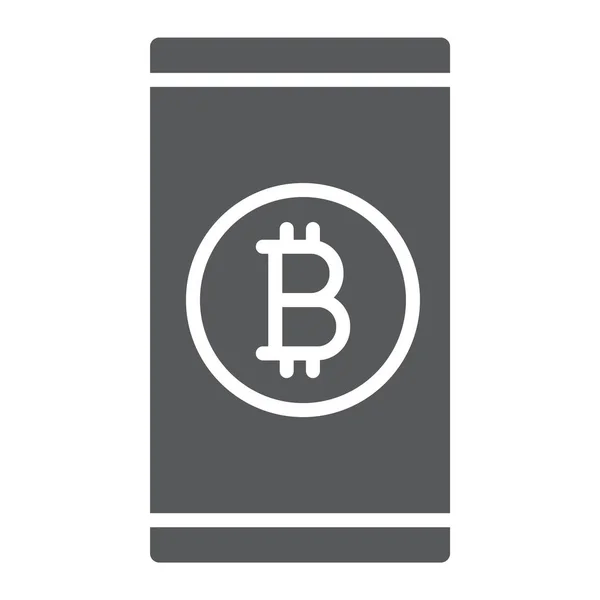 Bitcoin icono de glifo aplicación, finanzas y dinero, signo móvil, gráficos vectoriales, un patrón sólido sobre un fondo blanco, eps 10 . — Vector de stock
